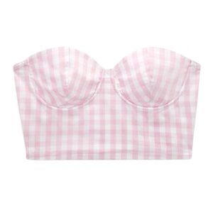 Zara Pink Gingham Bustier Top- NWT- 34B